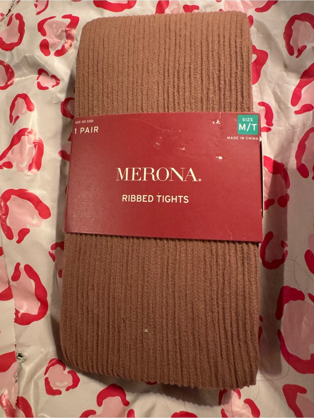 NWT Ribbed Berry Colored Tights/Hose by Merona Sz M/T